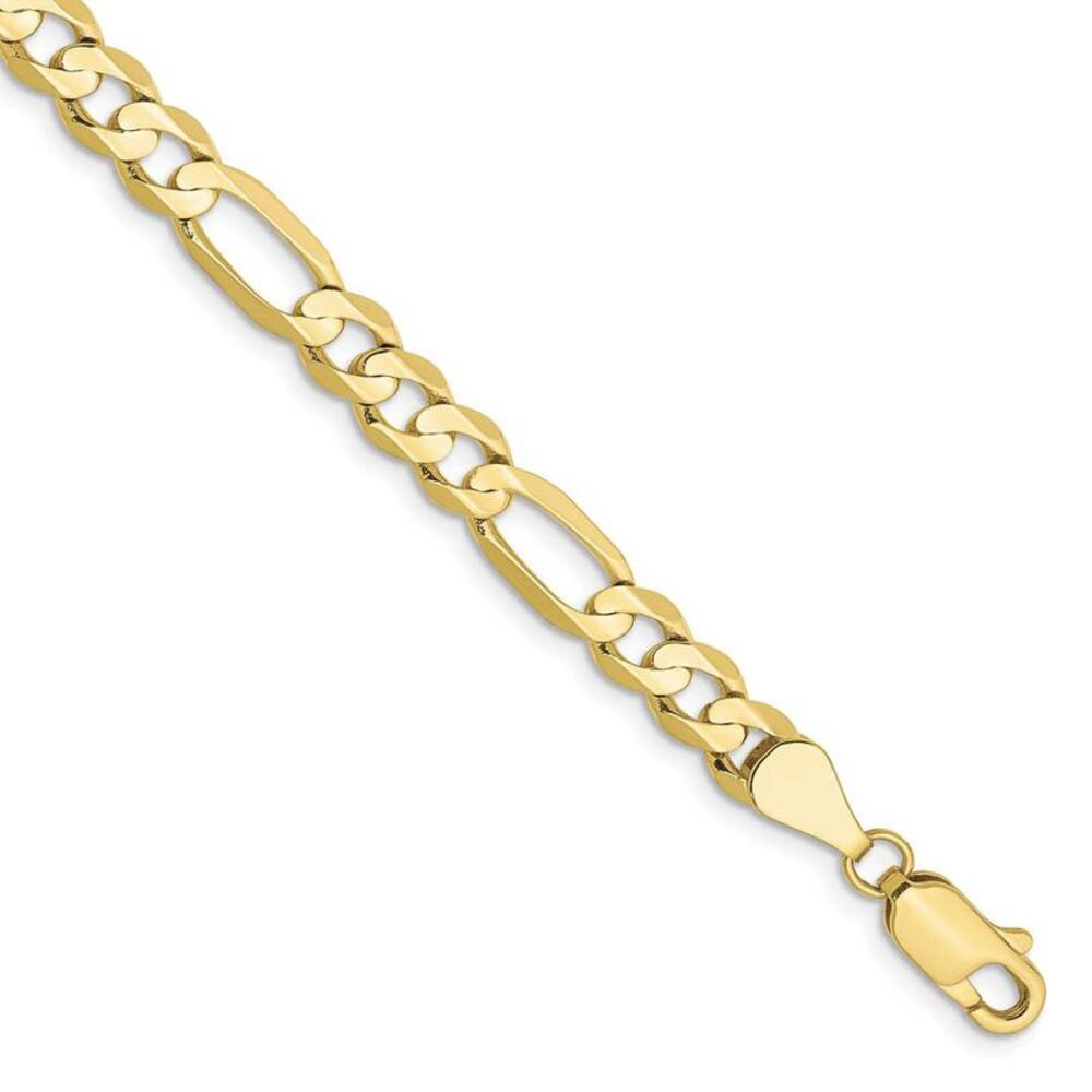 10k Yellow Gold 5.25mm Light Concave Figaro Chain Anklet, 9 Inch